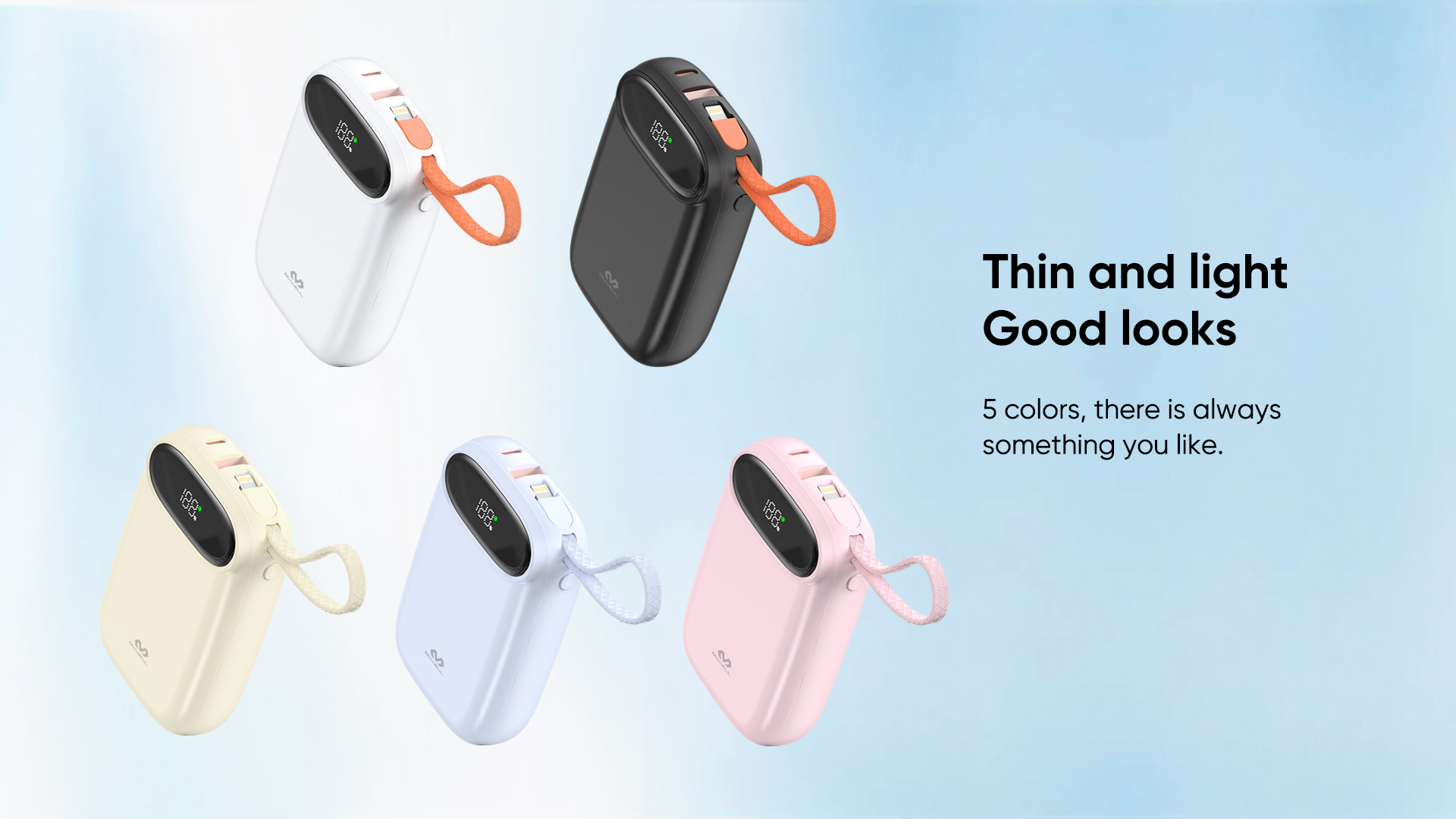 fashionable portable battery charger with usb cables