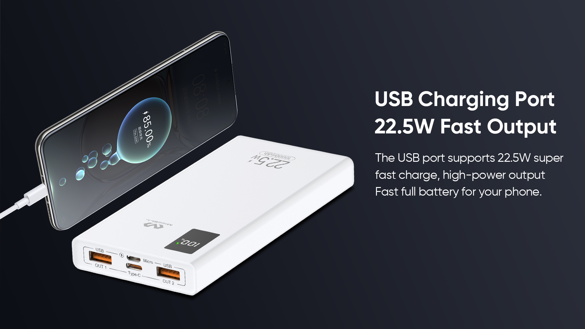 22.5w fast charging portable power packs for cell phones
