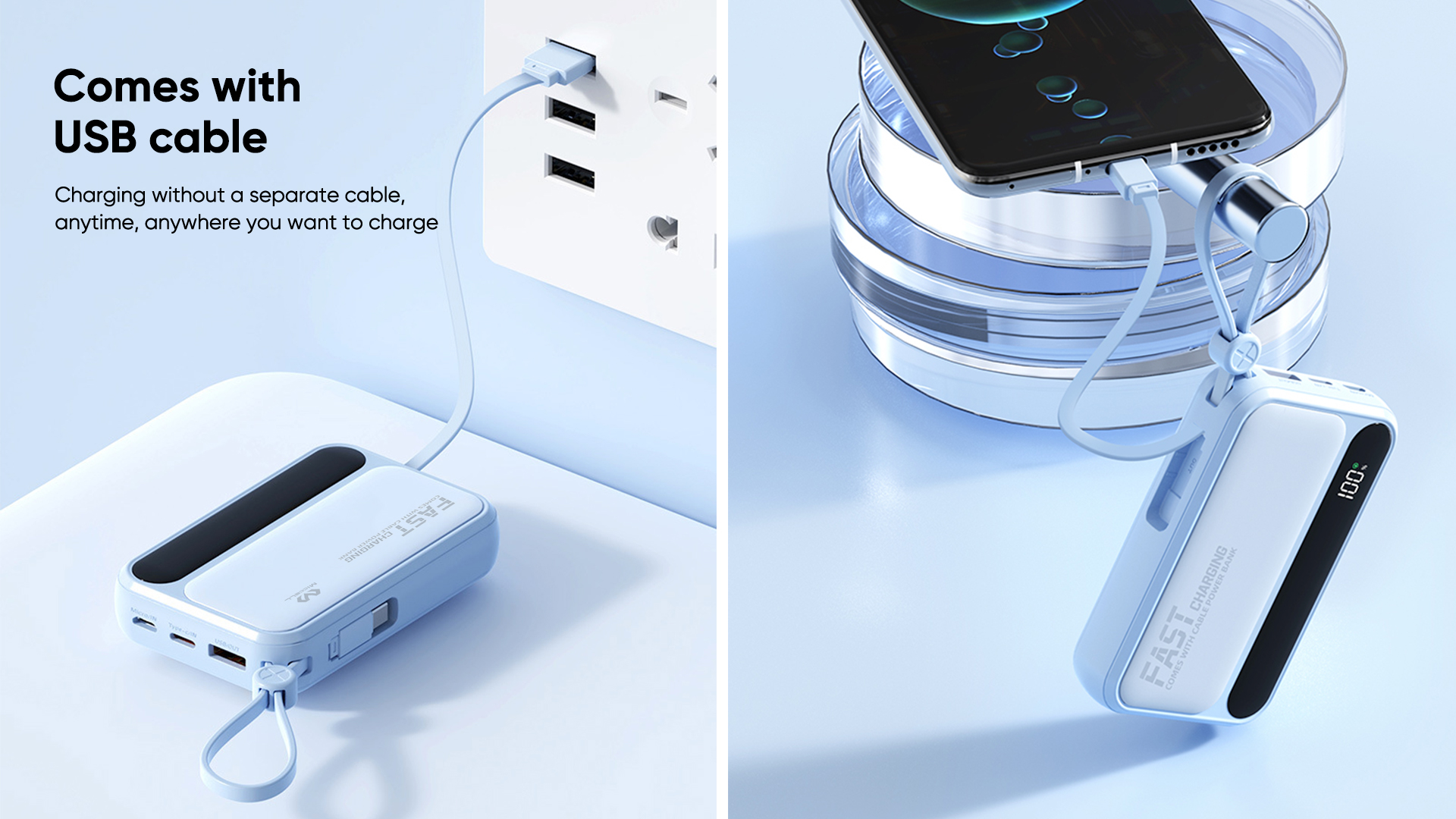 portable charger iphone with cable built-in