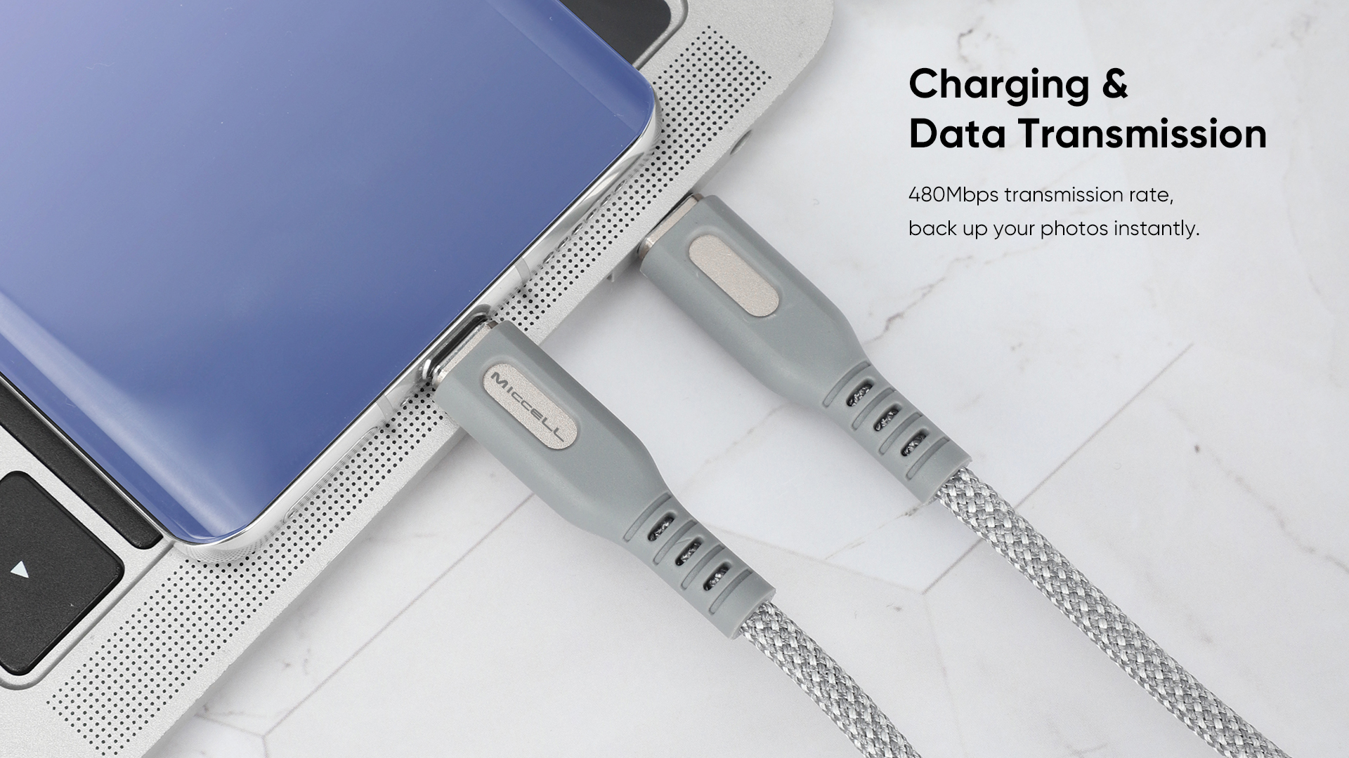 Magnetic laptop fast charging USB C cable