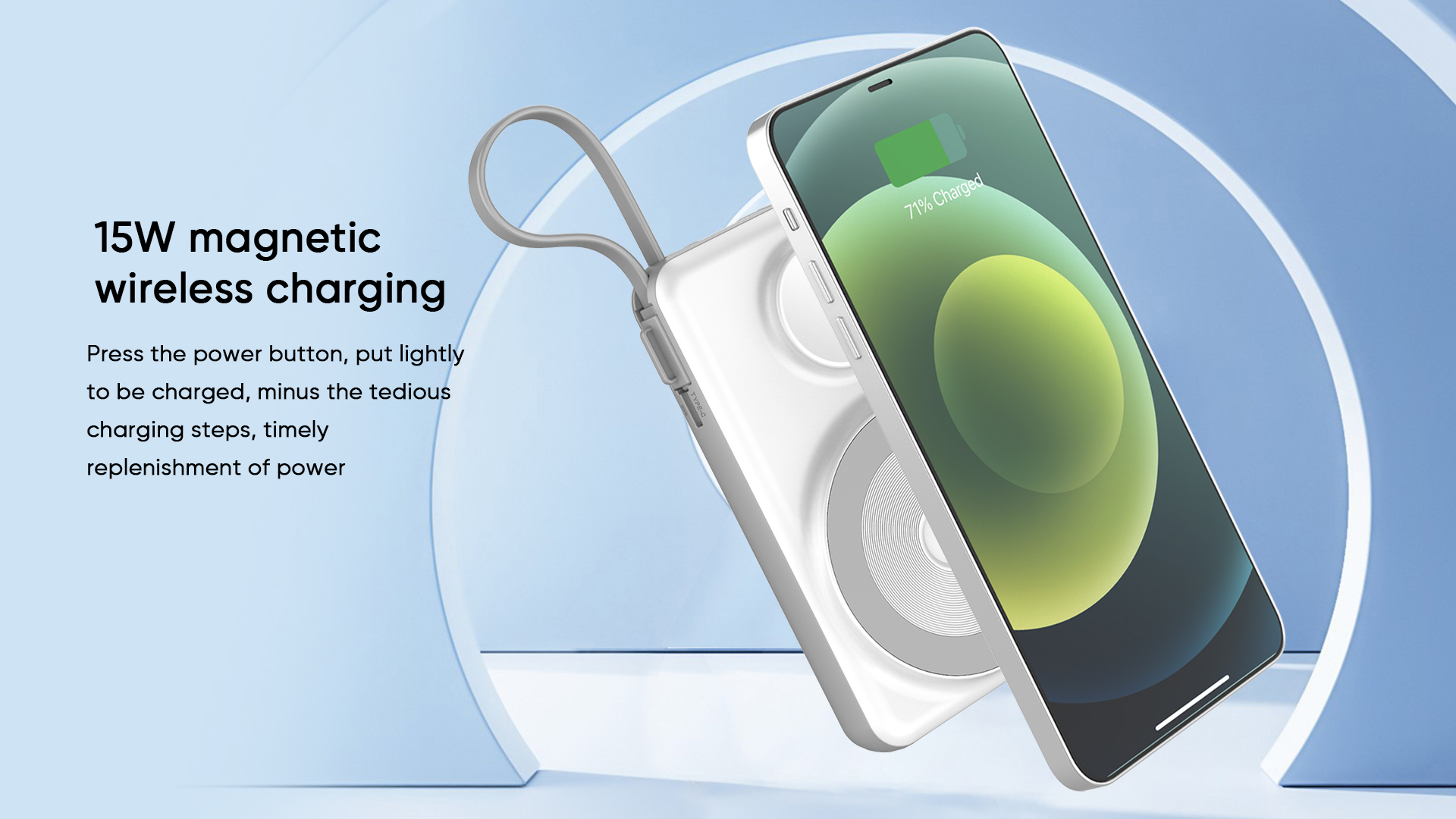 Magnetic power bank 15W wireless charging