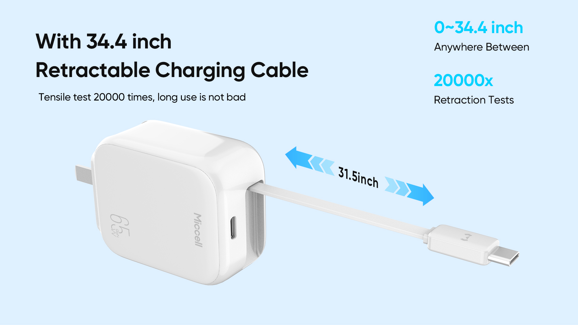 Type C Charger with Retractable Charger Cable