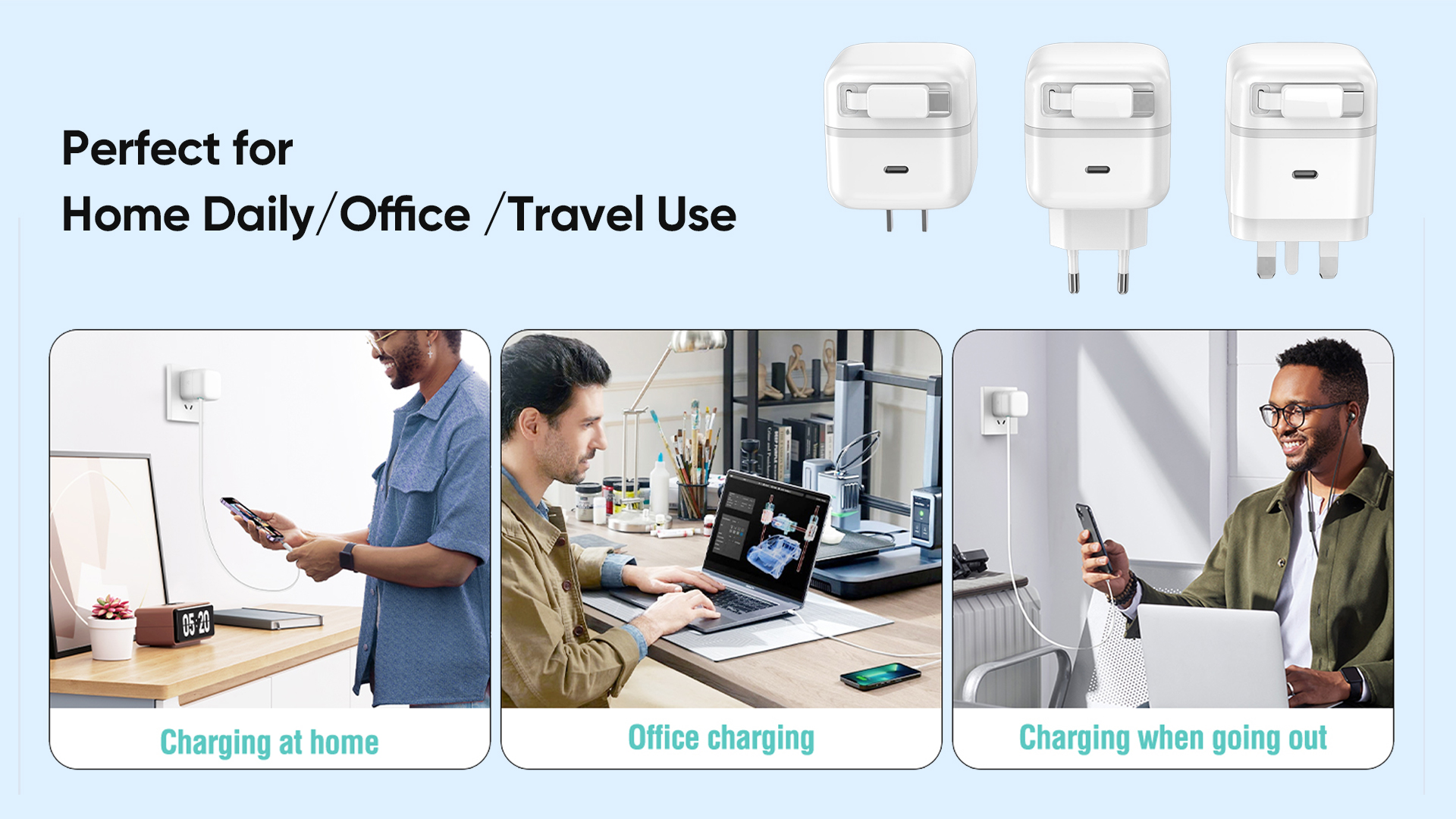 travel charger with Retractable Charger Cable