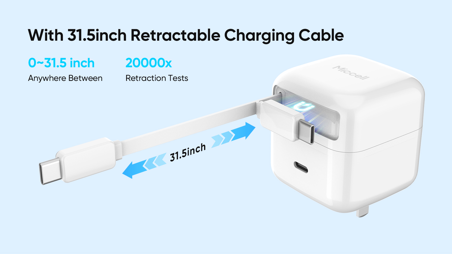 Type C Charger with Retractable Charger Cable