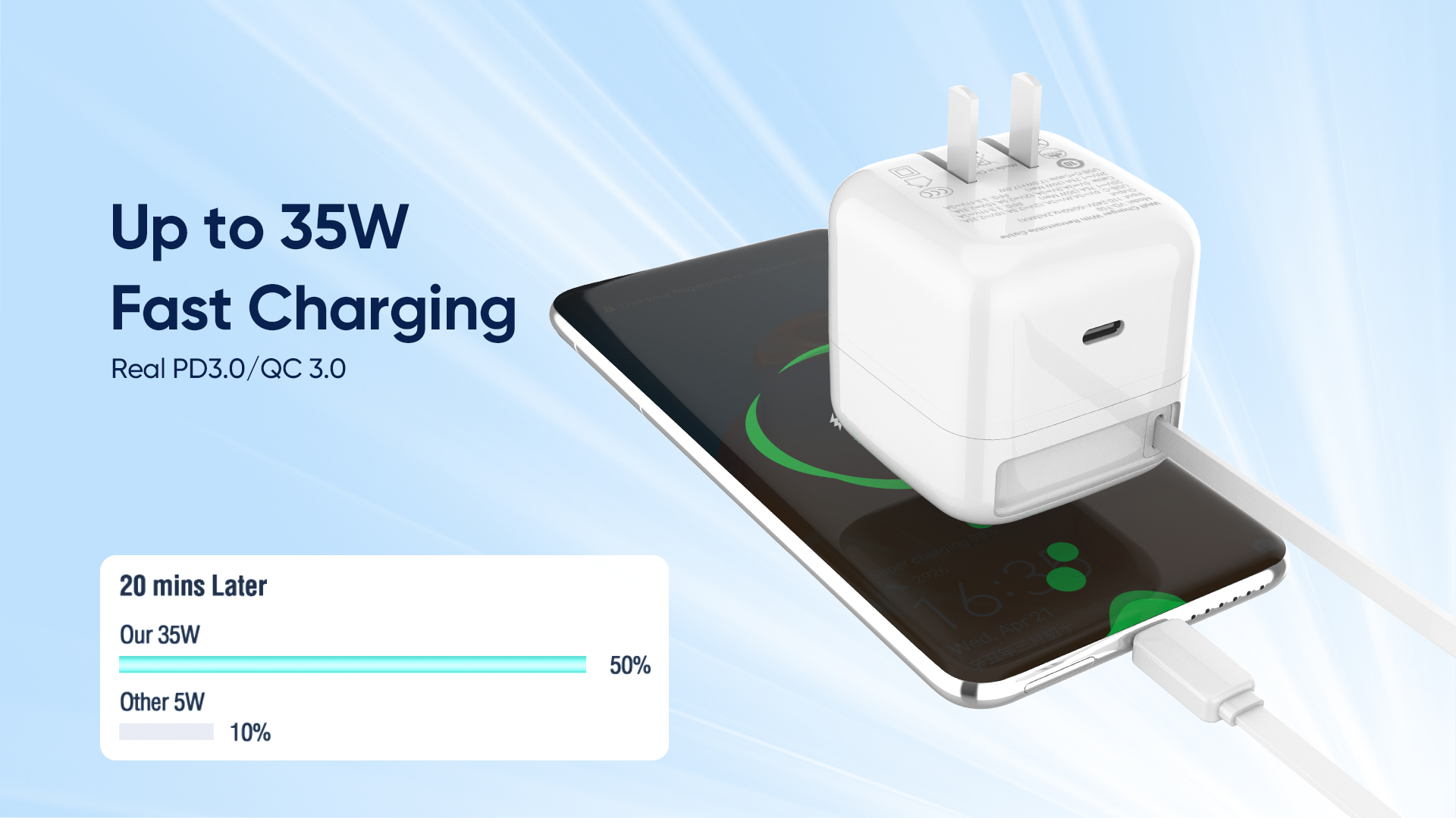 USB C Charger with Retractable Charger Cable