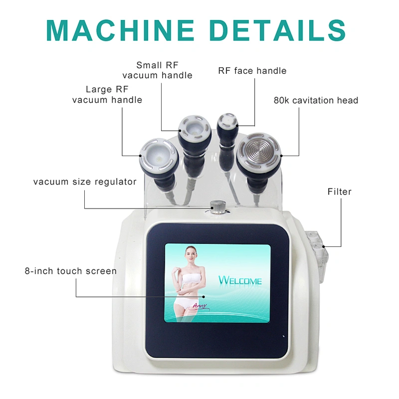 RF vacuum cavitation machine for body weight loss and face lifting and lymphatic drainage