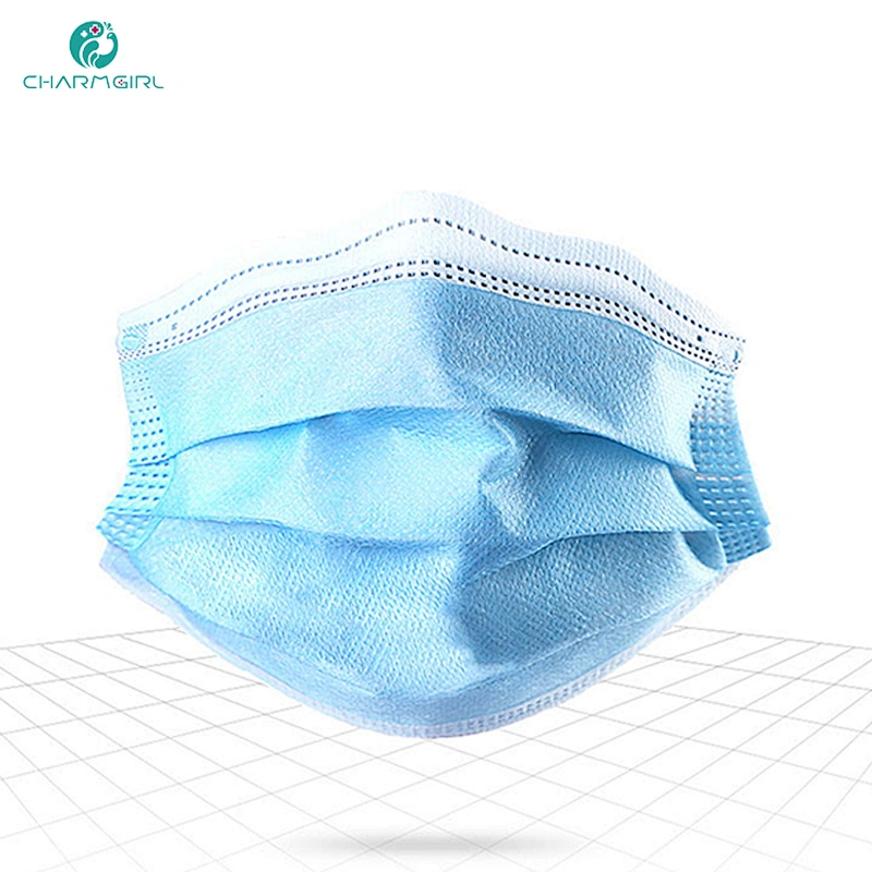 Disposable 3ply medical face mask blue non-woven medical