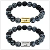 Energinox Men's Nature Stone Alabaster Custom ID Logo Letter Beads Bracelet