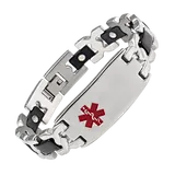 Energinox chain link Magnetic Personalized Name Stainless Steel Blank Bulk ID Custom Logo Bracelet For Men