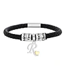 Energinox 26 letters Personal gift Adjustable can custom men's stainless steel personalized leather Bracelet