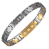 Energinox Fashion Design Gold Plating Bio Magnetic Zircon Therapy Tungsten Bracelet