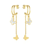 Energinox temperament Gold Plated Hypoallergenic luxury pearl Stainless Steel Butterfly Jewelry Hoop Butterfly Earrings