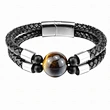 Energinox DIY Handmade Natural 16MM Onyx Tiger Eye Leather Bracelet for Men