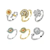 Energinox Open Stackable Sterling Silver Fidget Jewelry Clover Sunflower Moon Star Evil Eye Rotating Spinner Anxiety Ring