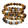 Energinox Custom Designer Charms Natural Beads Diffuser Lava Stone Tiger Eye Bracelet for Men