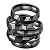 Energinox 6mm High Polished Faceted Comfort Fit Engagement Wedding Band Crystal Ceramic Black Rings For Men