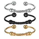 Energinox Multiple color Magnetic Ball Ends Surgical Steel Cable Athletic Wire Bangle Cuff Bracelet