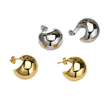 Energinox Fashion hollow crescent gold plated hypoallergenic luxury stainless steel jewelry hoop earrings