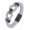 Energinox Hot Sell Invigoration Wholesale Colored Double Braided Rope Leather Bracelet With Stainless Steel Clasp