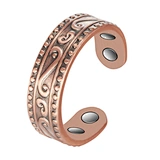Energinox Antique Pure Solid Flower Adjustable Copper Magnetic Rings Jewelry for Woman