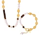 Energinox Titanium Steel Freshwater Pearl Tiger's Eye Chain Necklace Bracelet Set Jewelry