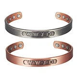 Energinox Unique Design WWJD elevated faith Pain Relief Bio Magnetic Therapy Pure Copper Bracelet for Women Men