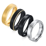 Energinox 5mm Simple Classic Men Custom Logo Black Gold Tungsten Steel Finger Ring