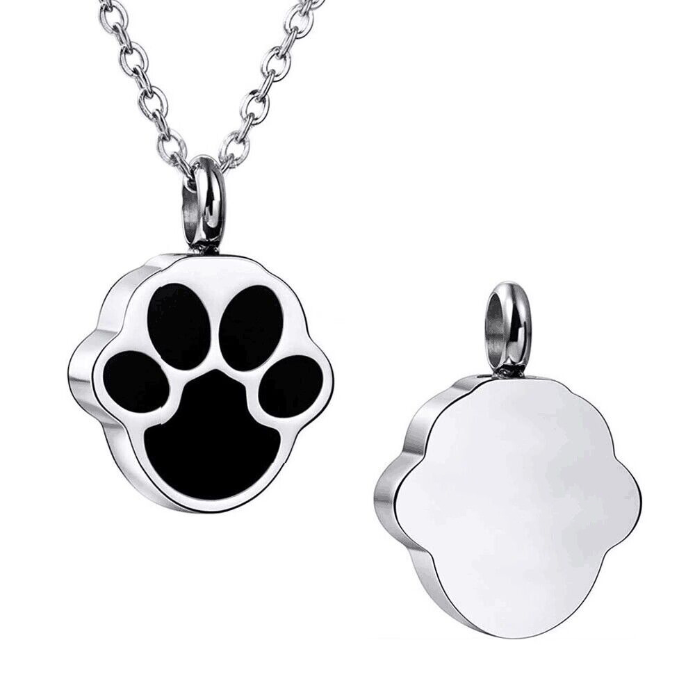 Energinox Dog's paw Multiple color Cremation Jewelry Personalized Pet print Ashes Pendant Stainless Steel Urn Necklace