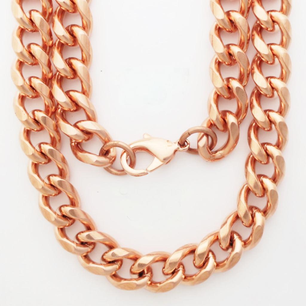 Energinox 6mm 8mm 10mm 12mm Super Chunky Handmade Heavy Duty Custom Size Pure Solid Copper Cuban Curb Chain Necklace