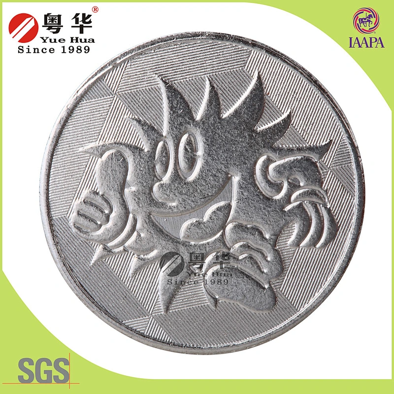 Promotional silver brass token for amusement