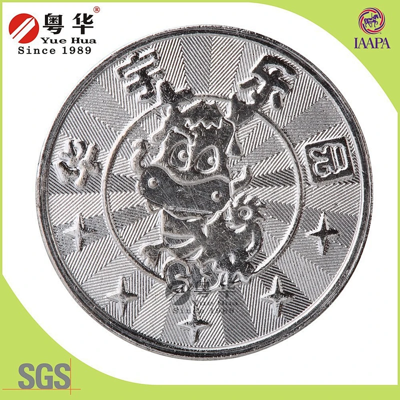 Promotional silver brass token for amusement