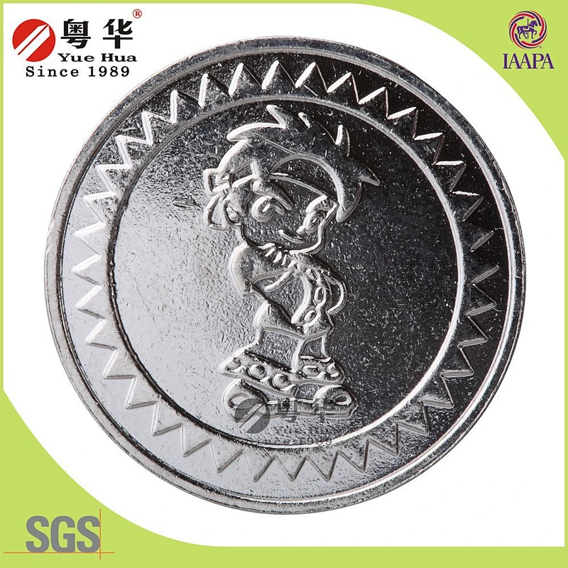 Promotional silver brass token for amusement