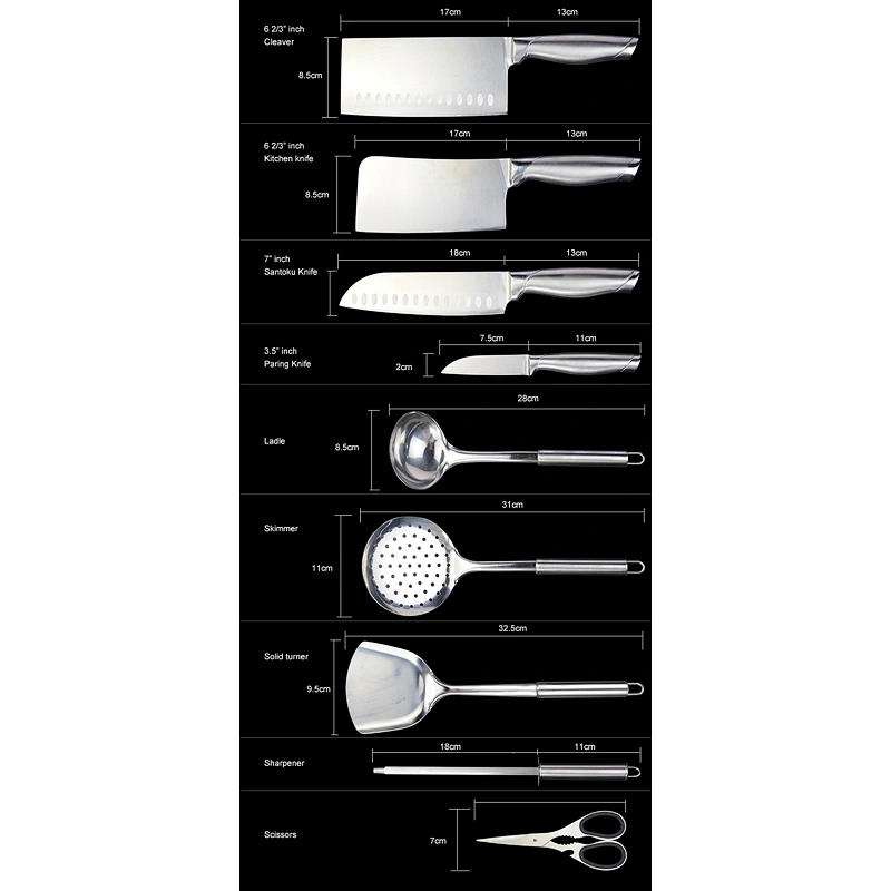 9-piece Stainless Steel Kitchen Knife Set