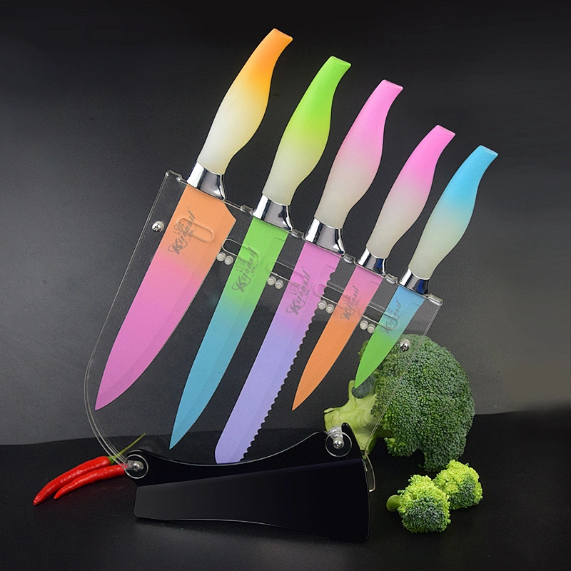 5-piece  Rainbow Color Kitchen Knife Set