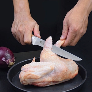 5-piece Stainless Steel Kitchen Knife Set with Beechwood Handle, Beechwood Block