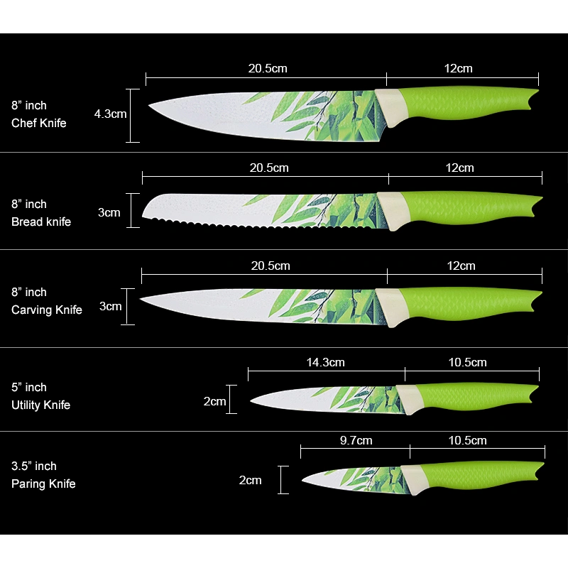 Bamboo Painting Kitchen Knife Set