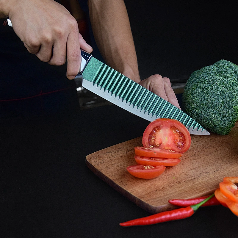 5-piece Stainless Steel Kitchen Knife Set Non-Stick Coating ABS Handle Acrylic Stand Ceramic Peeler