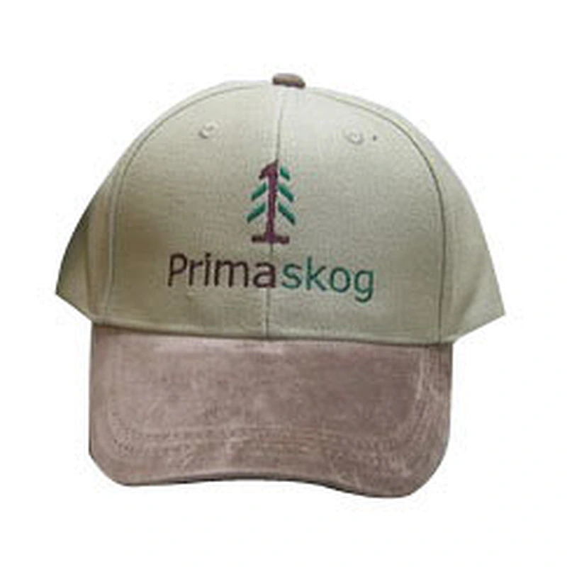 6 panel sports cap with leather brim