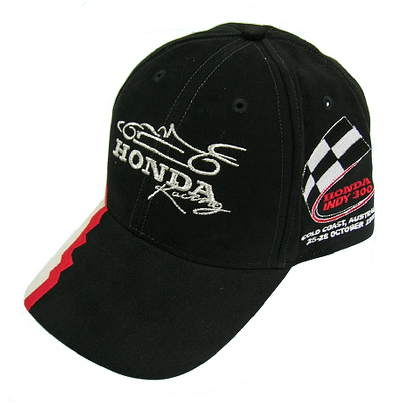 6 panel sports cap with flat embroidery