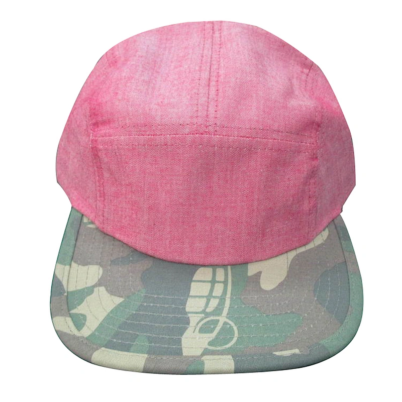 simple 5 panel camp snapback hat with camouflage visor