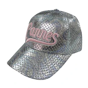 Fashion 6 panel shining polyester sports cap with embroidery