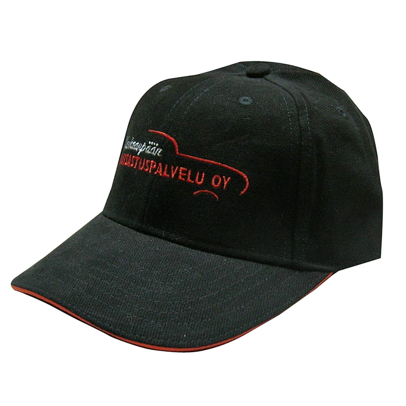 6 panel sandwich caps with flat embroidery