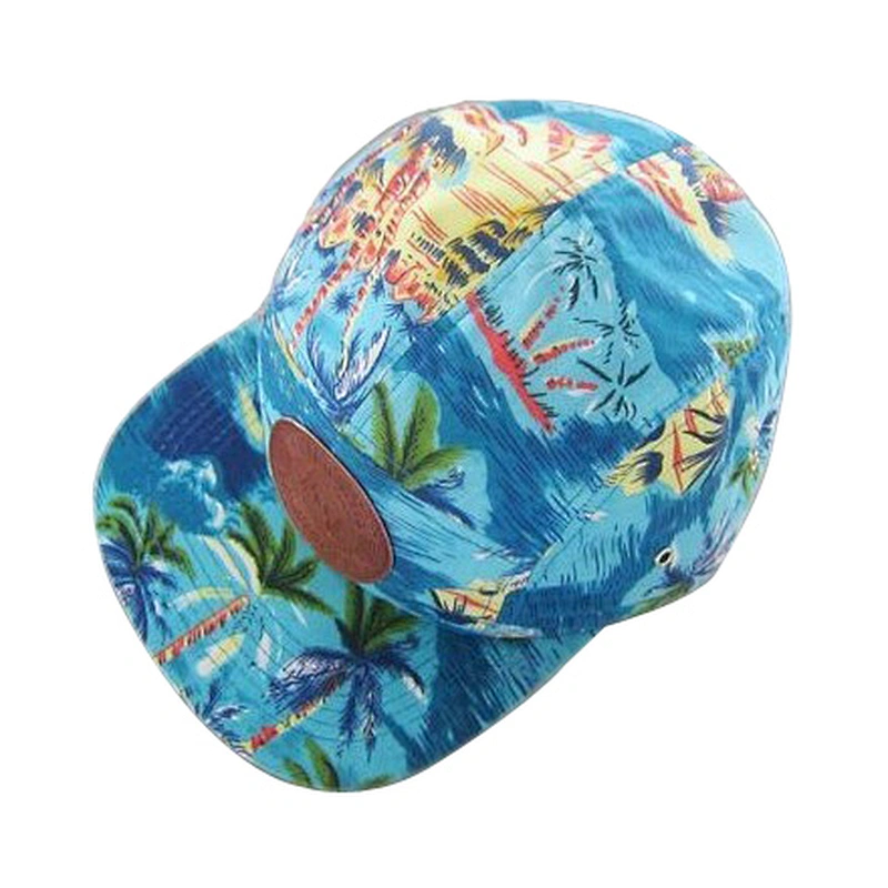 5 panel floral flat brim hat