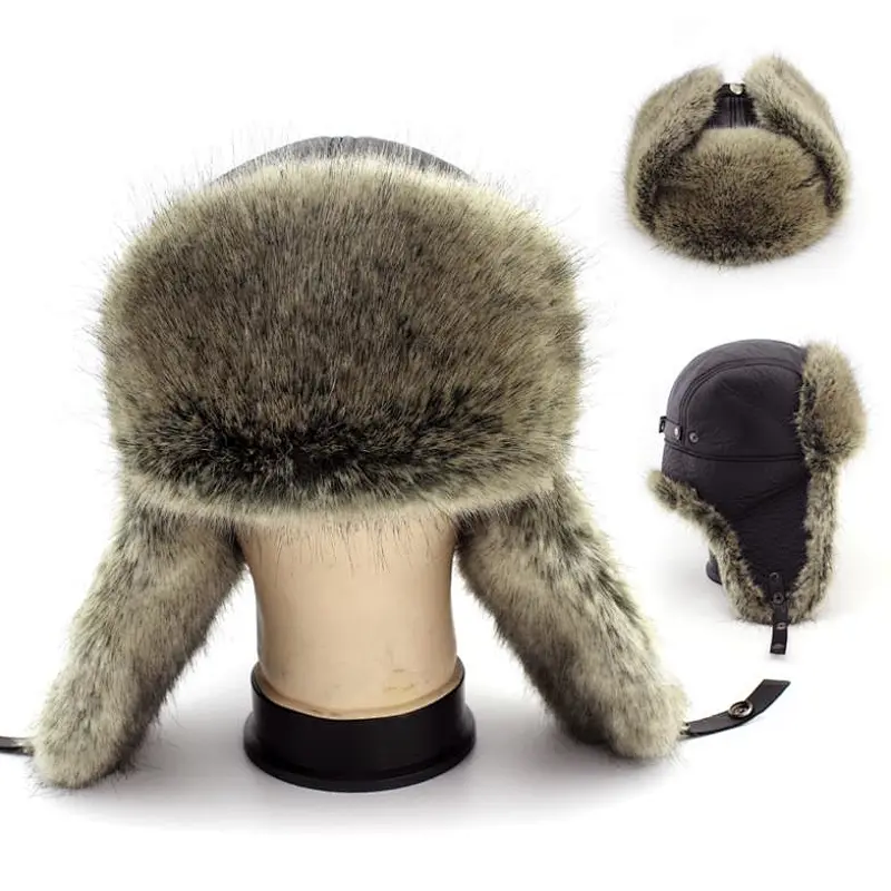 winter fur trapper hats warm lei feng men hat