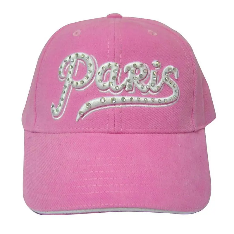 3D embroidery with diamond 100% cotton 6 panel sports cap