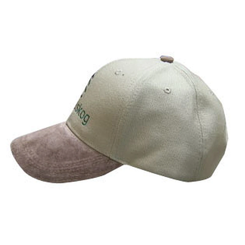 6 panel sports cap with leather brim
