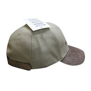 6 panel sports cap with leather brim