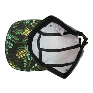 Custom-made simple 5 panel camp snapback hat with flower printing