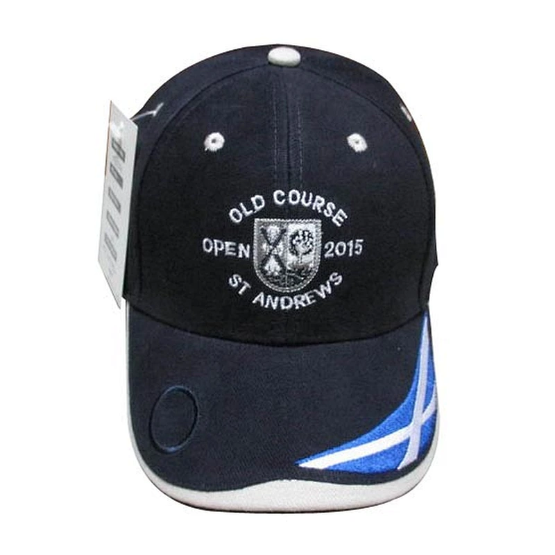Fashion  6 panel cotton ball marker hat with flat embroidery