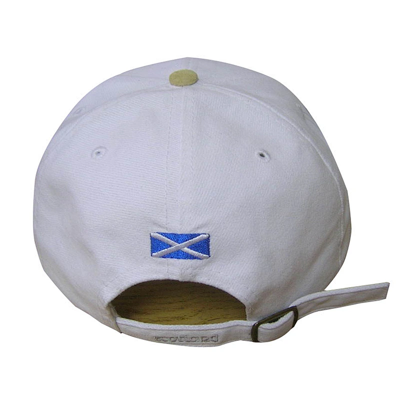 white color sports cap with beige leather brim